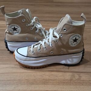 Converse High Top Platform Sneakers - Beige/White